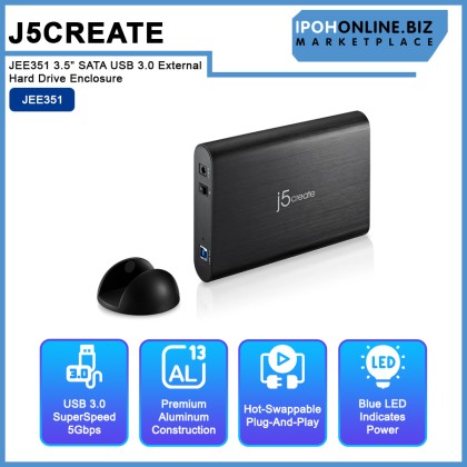 J5Create JEE351 3.5" SATA USB 3.0 External Hard Drive Enclosure
